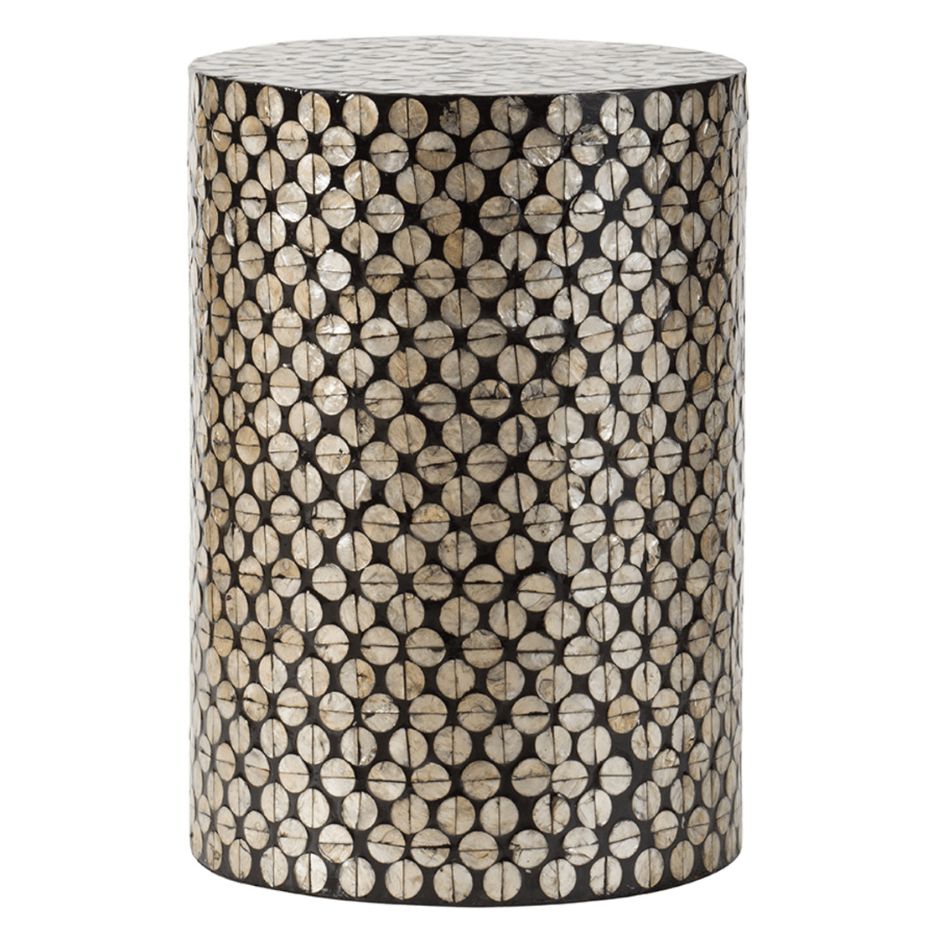 NERO CAPIZ DRUM ACCENT TABLE / STOOL