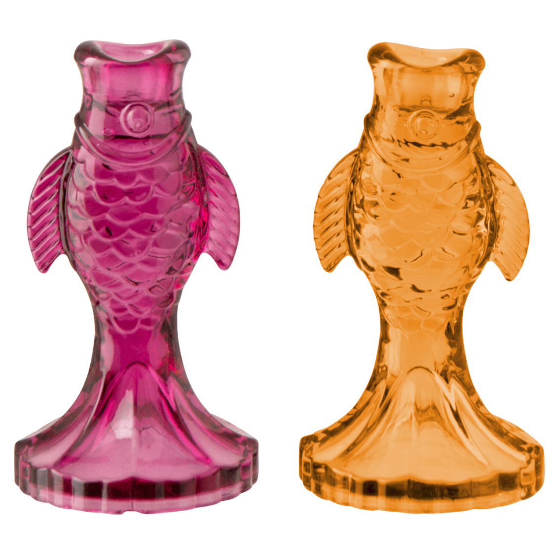 CORAL FIN CANDLE HOLDERS Set of 2