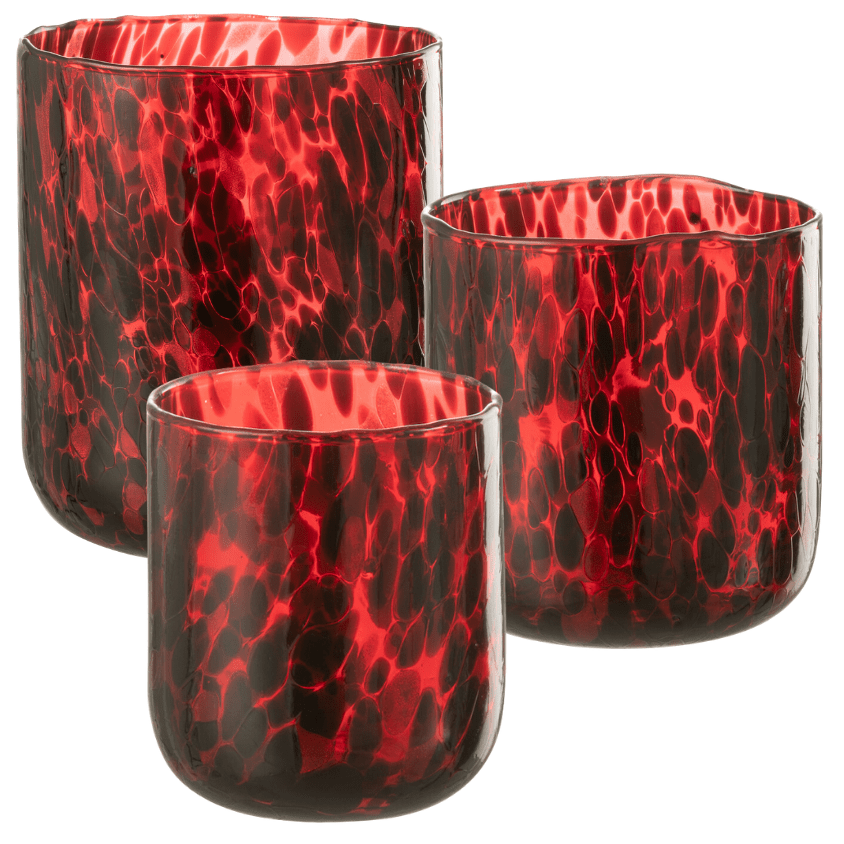 CRIMSON VEIL HURRICANE CANDLE HOLDERS Set of 3